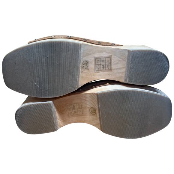 DOLCE VITA Dorando Women's 7.5 Clog Cognac Open Toe Platform Gold Studs - Picture 9 of 13